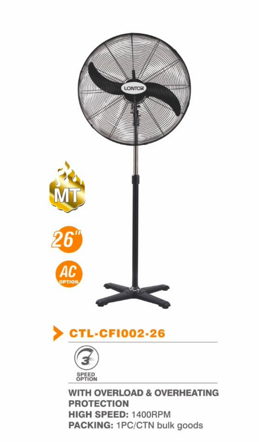 26" 3 Speed AC Standing Fan